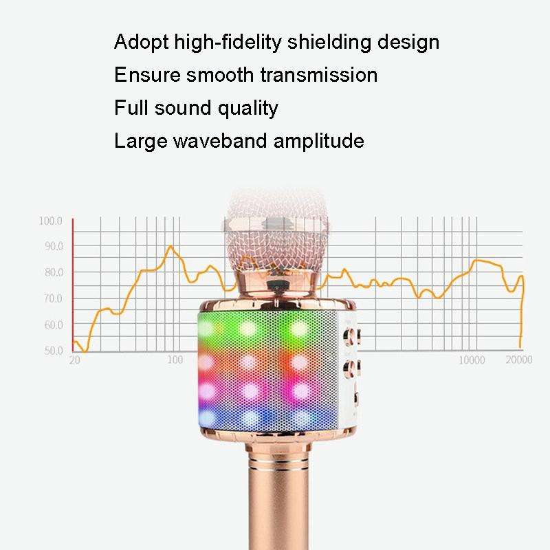 WS-858L LED Light Flashing Wireless Capacitance Microphone Comes With Audio Mobile Phone Bluetoon...