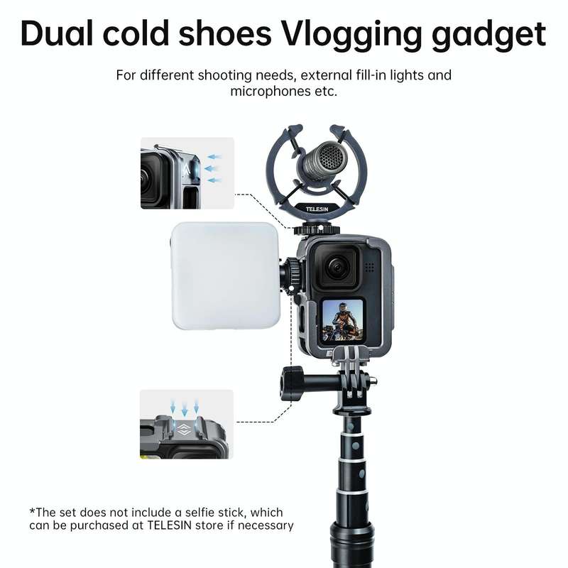 TELESIN Aluminium Alloy Frame Case For GoPro Hero11 Black / HERO10 Black / HERO9 Black ,Spec: Ver...
