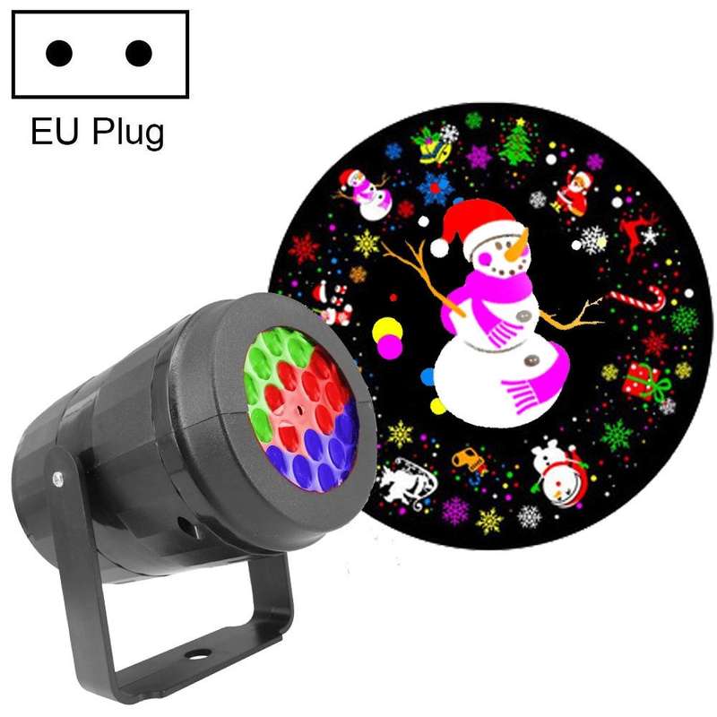 4W LED Snowflake Christmas Decoration Projector Light with 16 Patterns, Spec: EU Plug
