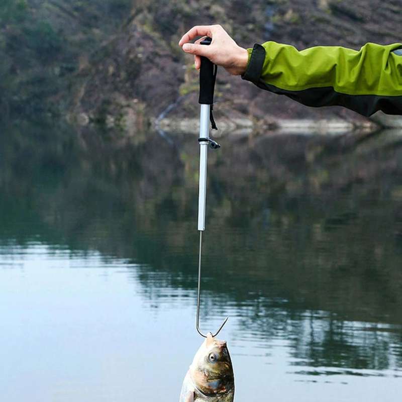 95cm Professional Extendable Fishing Spear Hook Tackle Fishing Landing Gaff with String