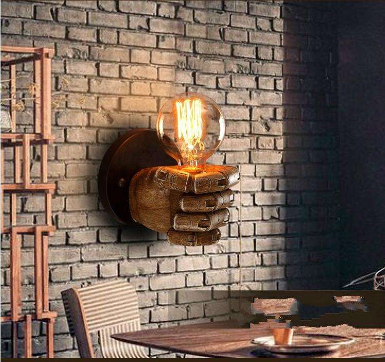 Creative Personality Fist Wall Lamp Bedroom Bedside Restaurant Cafe Resin Decorative Antique Lamp...