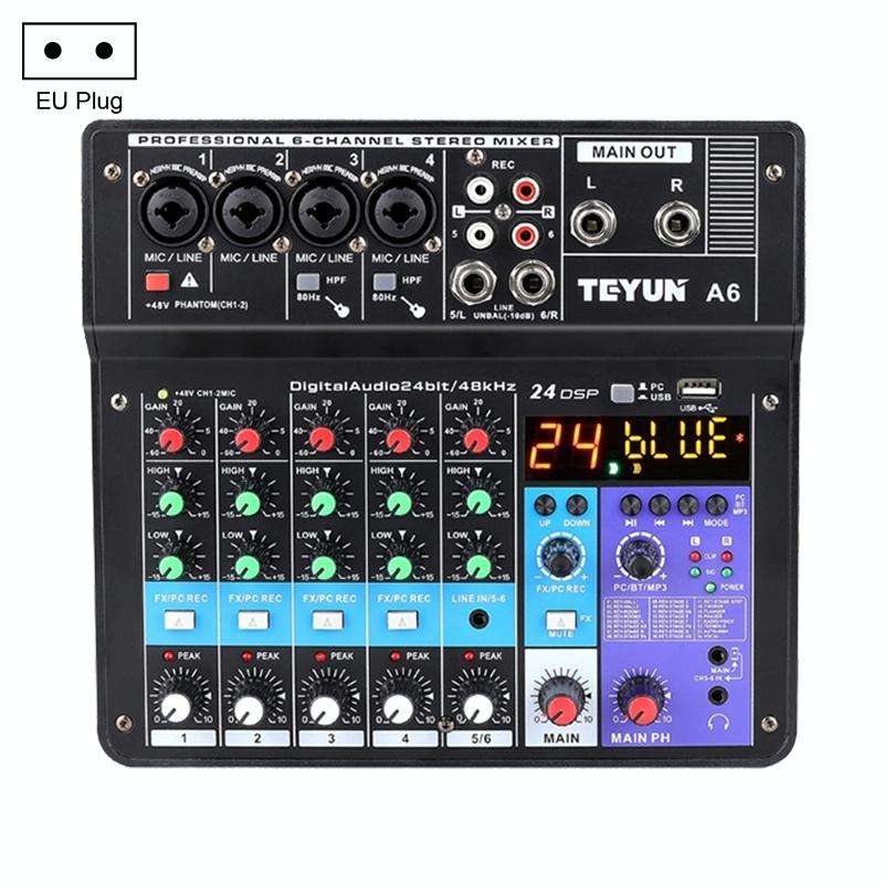 TEYUN NA6 6-channel Small Mixing Console Mobile Phone Sound Card Live Broadcast Computer Recordin...