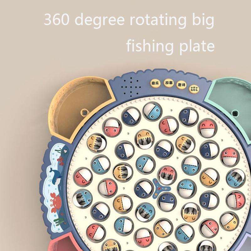 Magnetic Fishing Toy Children Educational Multifunctional Music Rotating Fishing Plate, Colour: H...