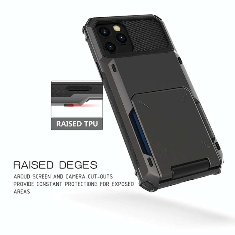 For iPhone 12 mini Scratch-Resistant Shockproof Heavy Duty Rugged Armor Protective Case with Card...
