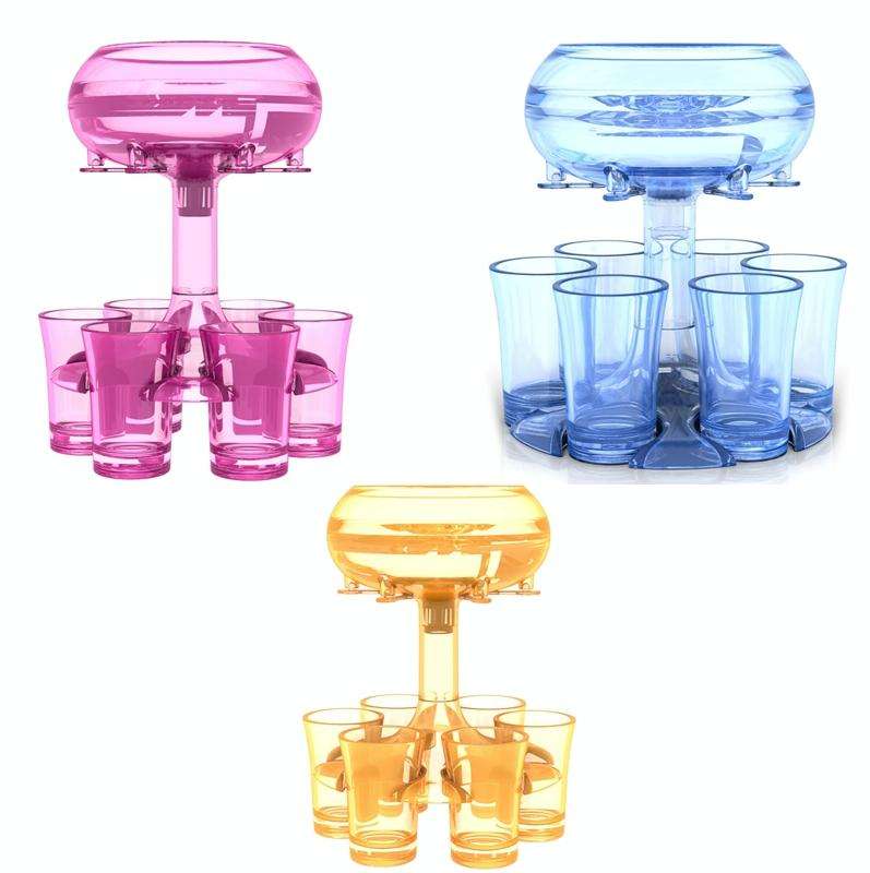 6 Shot Glass Dispenser And Holder Automatic Diversion Pourer(Wine Red)