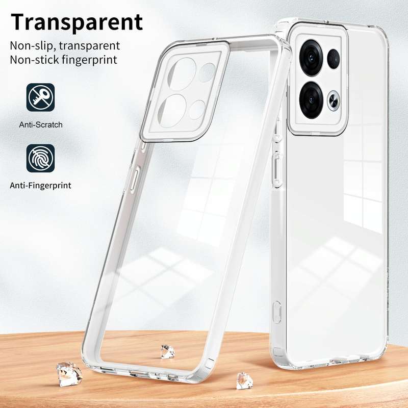 For OPPO Reno8 5G 3 in 1 Clear TPU Color PC Frame Phone Case(White)