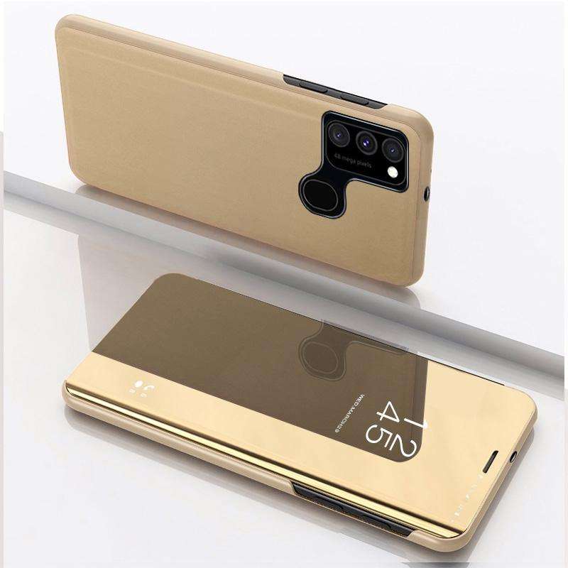 For OPPO A53 2020 Plated Mirror Horizontal Flip Leather Case with Holder(Gold)