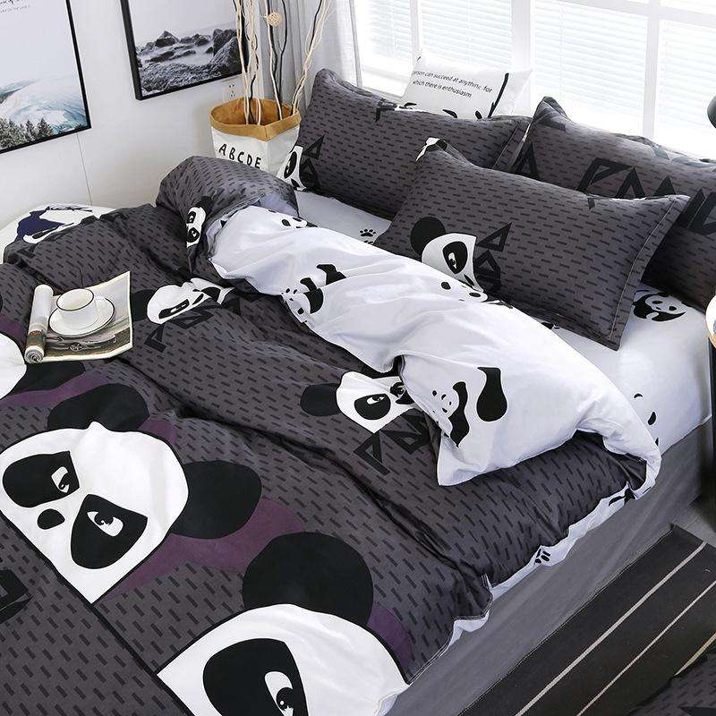 4 PCS/Set Bedding Set Happy Family Pattern Duvet Cover Flat Sheet Pillowcase Set, Size:1.8M(Panda...