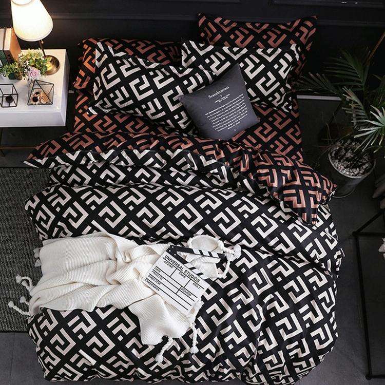 Luxury Bedding Black Marble Pattern Set Sanded Printed Quilt Cover Pillowcase, Size:200x230cm(Louis)