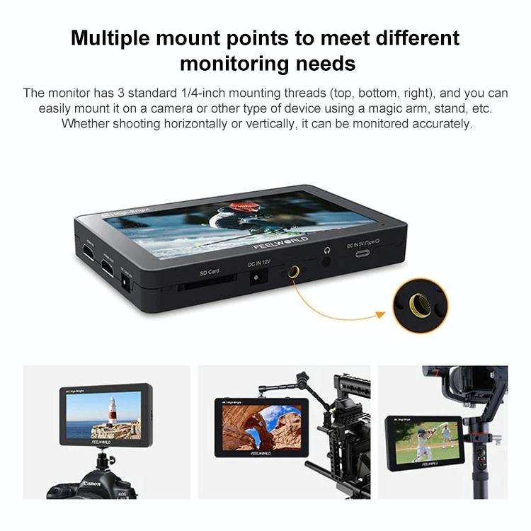 FEELWORLD F6 PLUSX 5.5 inch High Bright 1600nit Touch Screen DSLR Camera Field Monitor IPS FHD192...