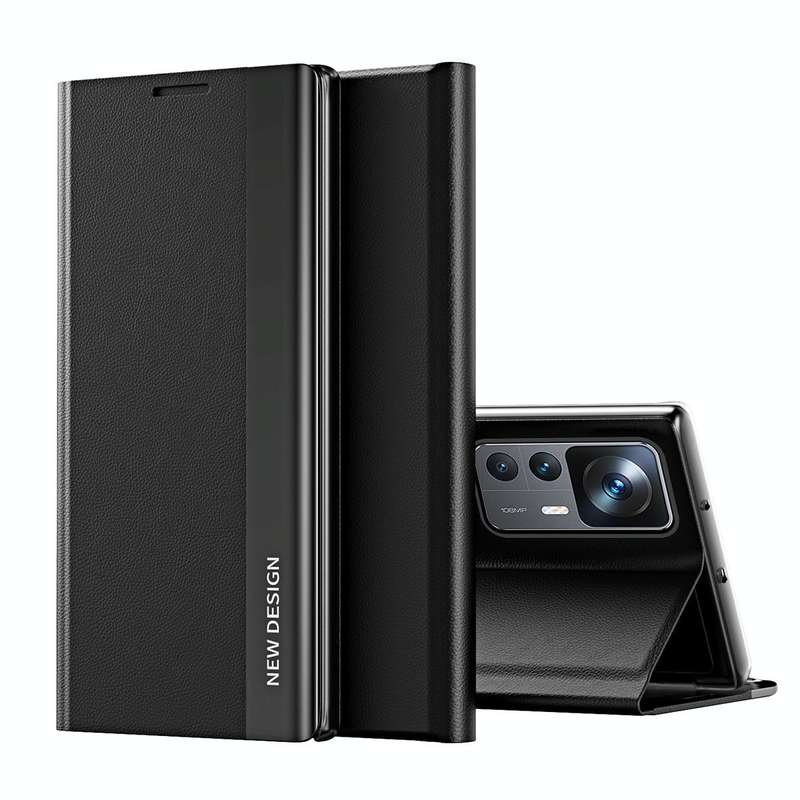 For Xiaomi 12T / 12T Pro / Redmi K50 Ultra Side Electroplated Magnetic Leather Phone Case(Black)