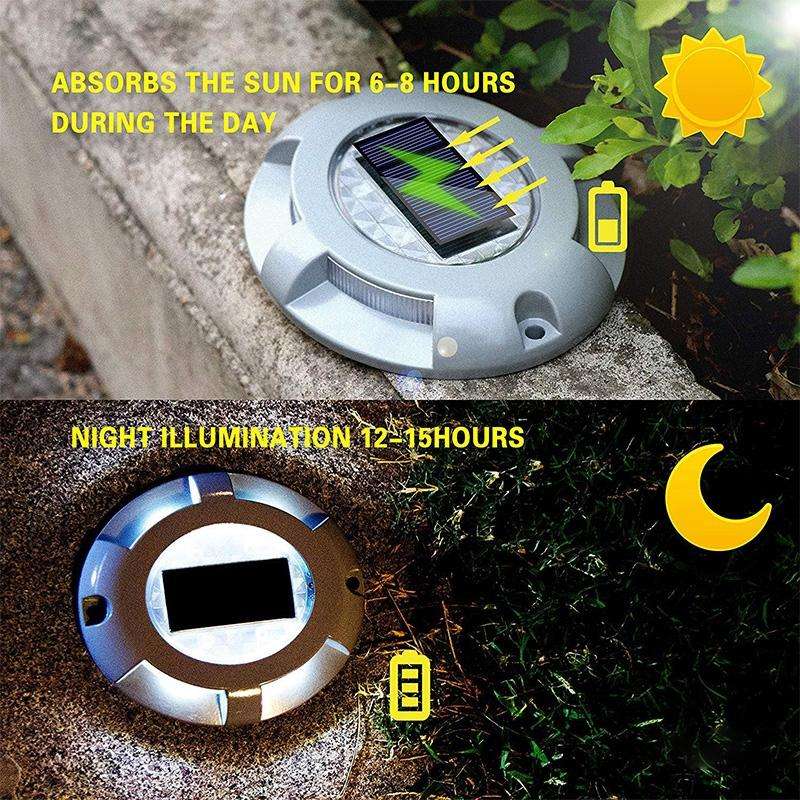 LED Solar Powered Embedded Ground Lamp IP68 Waterproof Outdoor Garden Lawn Lamp(Black)