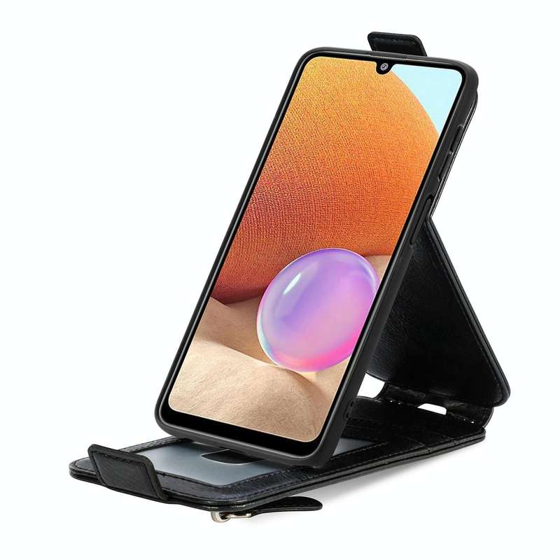 For Samsung Galaxy A32 4G Zipper Wallet Vertical Flip Leather Phone Case(Black)
