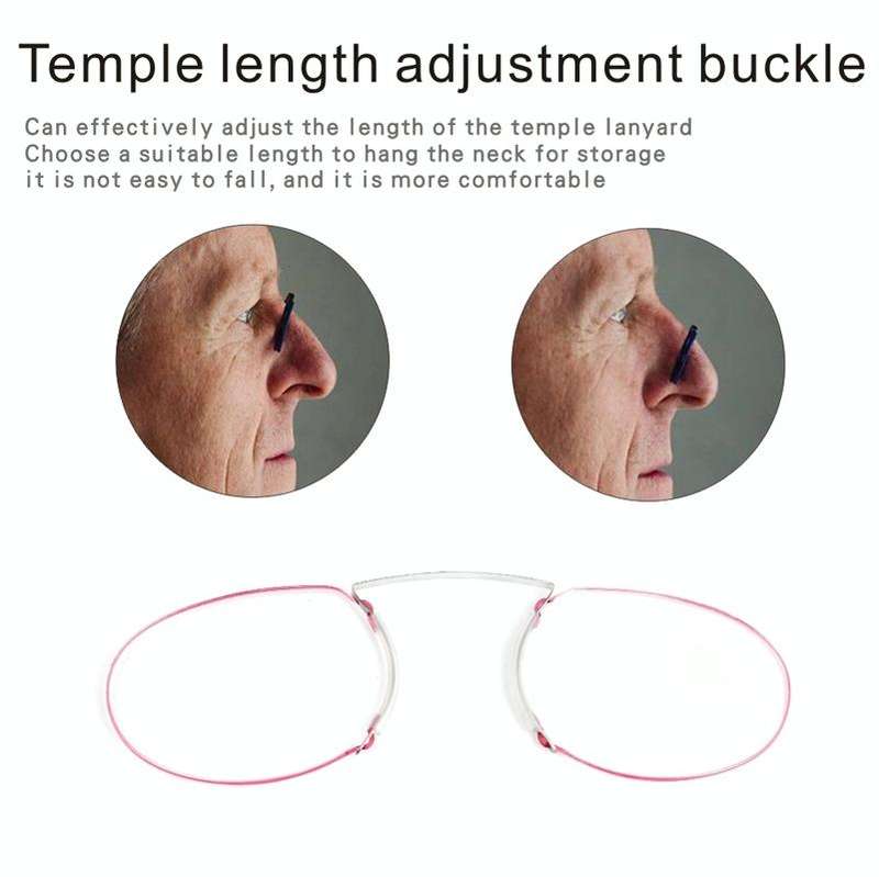 Pince-nez Reading Glasses Frameless Magnifying Glasses, Degree: +100(Blue)