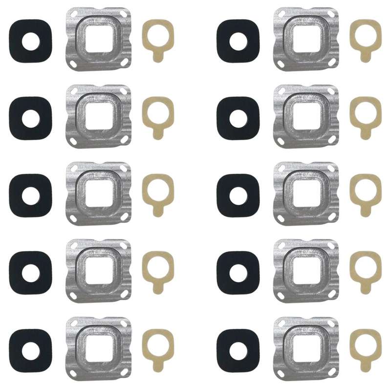 For Galaxy C7 10pcs Back Camera Bezel & Lens Cover with Sticker (Grey)