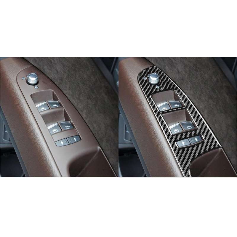 6 in 1 Car Carbon Fiber Window Glass Lifter Panel Decorative Sticker for Audi Q7 2008-2015, Right...
