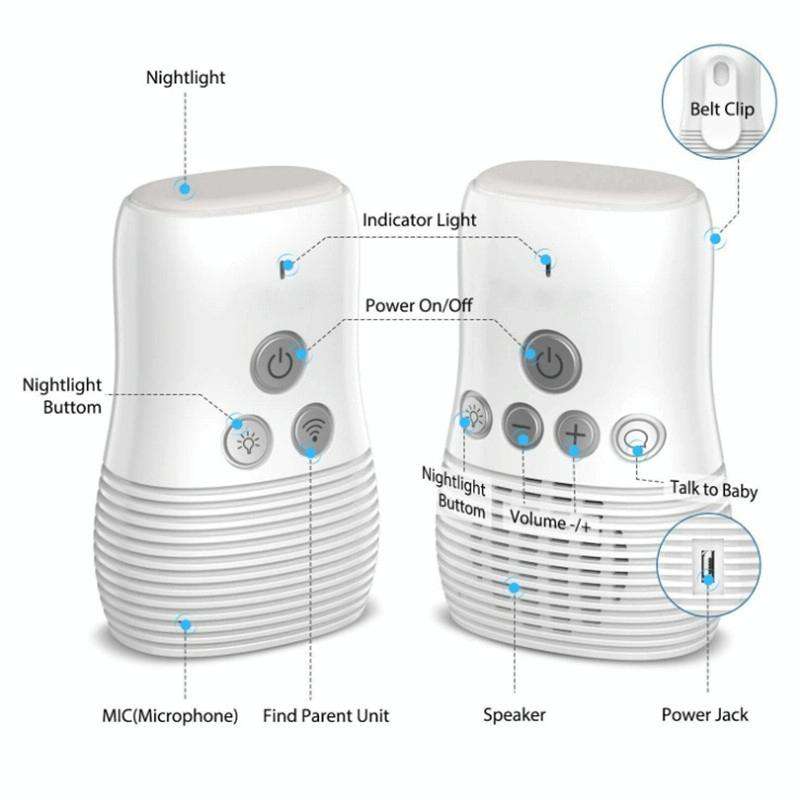 DBM-8 Wireless Audio Two-way Talk Back Baby Monitor, Intercom Sound Alert for Infant(EU Plug)
