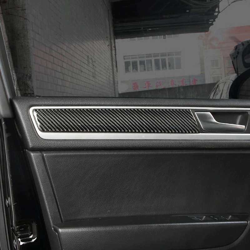 4 PCS Car Carbon Fiber Door Panel Decorative Sticker for Volkswagen Touareg 2011-2018