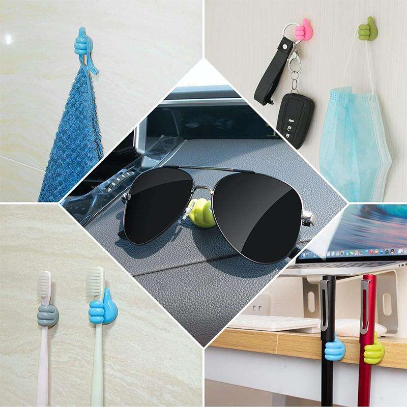 10 PCS Non-punching And Non-marking Adhesive Thumb Hook Cable Organizer(Pink)