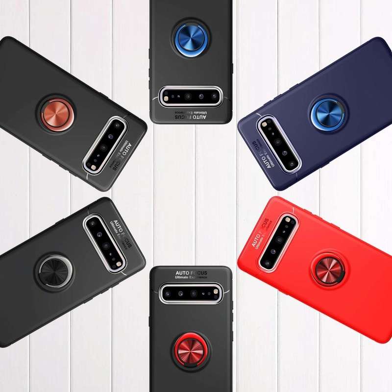 Magnetic 360 Degree Rotation Ring Holder Armor Shockproof TPU Case for Galaxy S10 5G (Red)