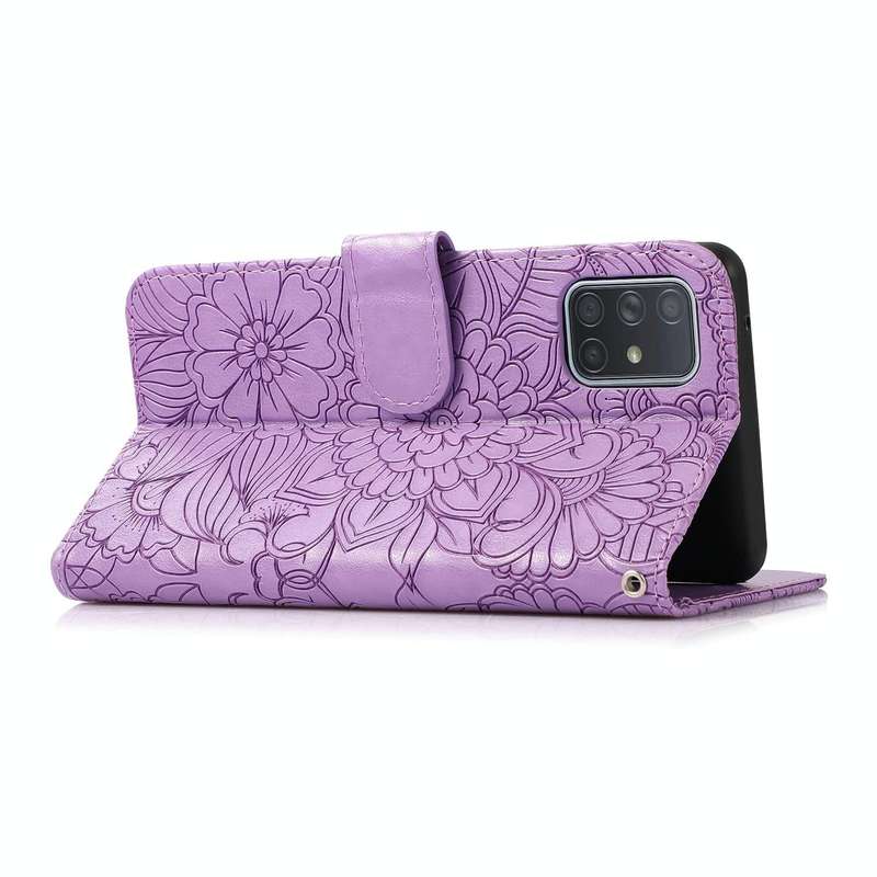 For Samsung Galaxy A71 Skin Feel Embossed Sunflower Horizontal Flip Leather Case with Holder & Ca...