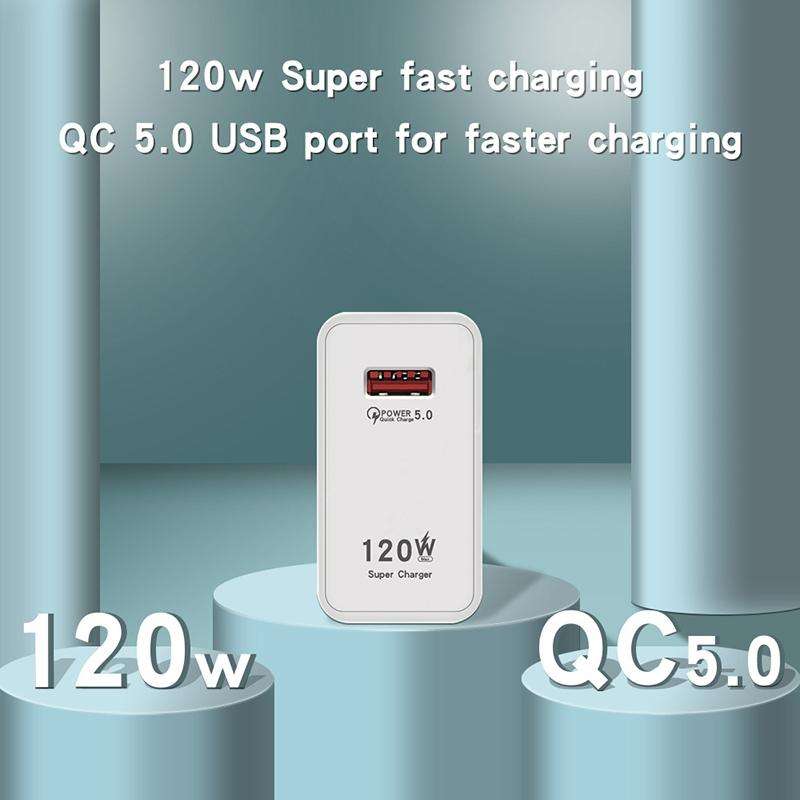 120W USB Super Fast Charging Charger Suitable for Xiaomi 12 / 12 Pro and Huawei / vivo, Plug Size...