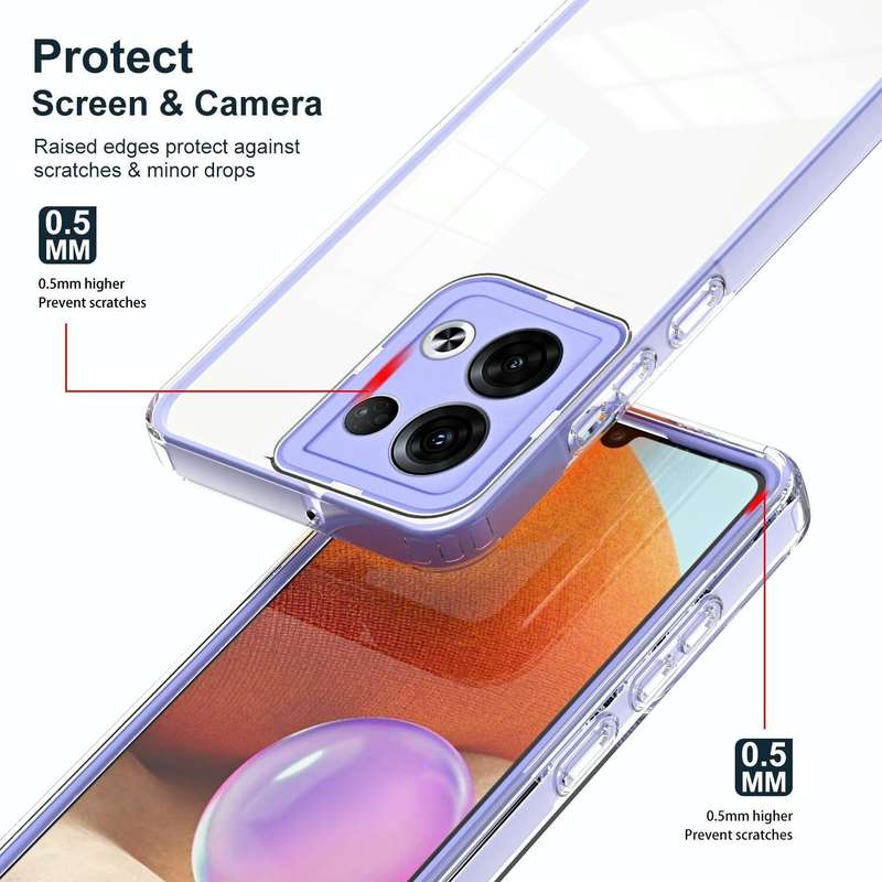 For OPPO Reno8 5G 3 in 1 Clear TPU Color PC Frame Phone Case(Purple)