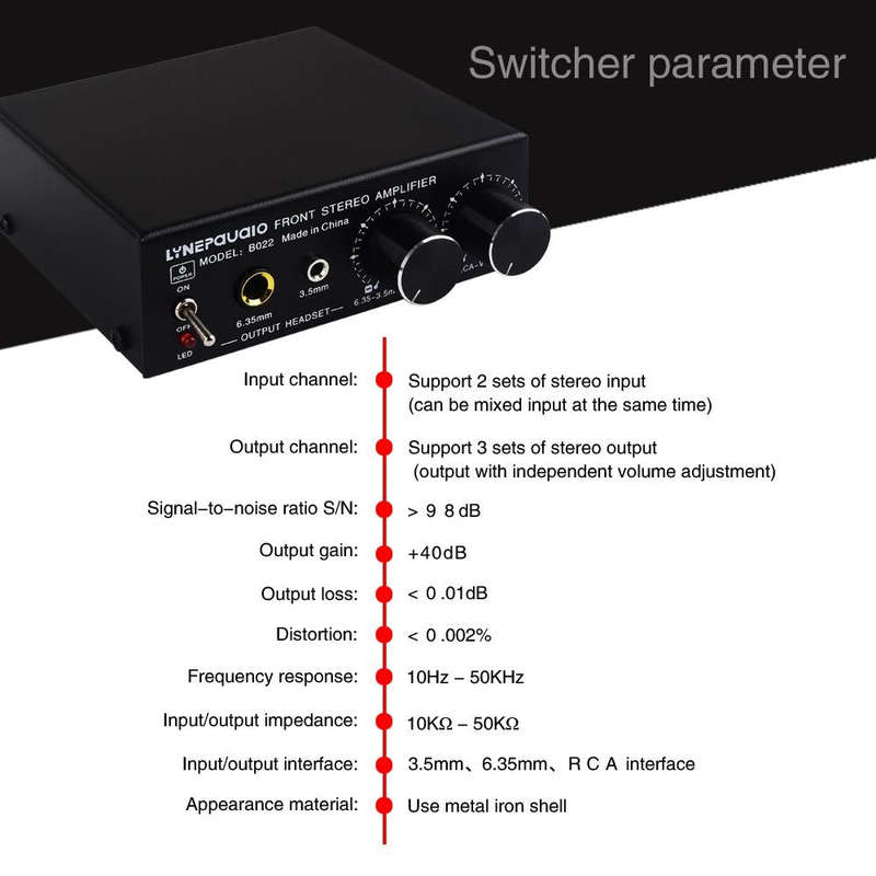 B022 Pre-Stereo Signal Amplifier Volume Booster Headphones Active Speaker Preamp Audio Amplifier