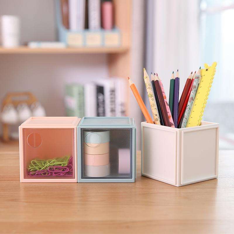 Square Plastic Desktop Storage Box(Blue)