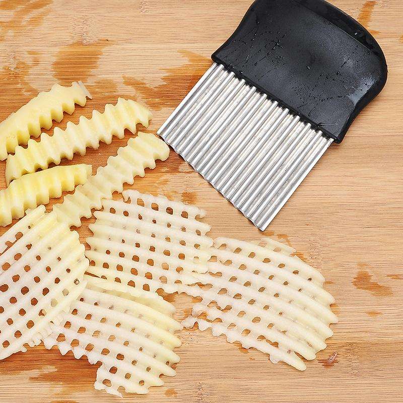 French Fries Cut Stainless Steel Saw Blade Serrated Cutter Fruit and Vegetable Tools Wave Knife K...