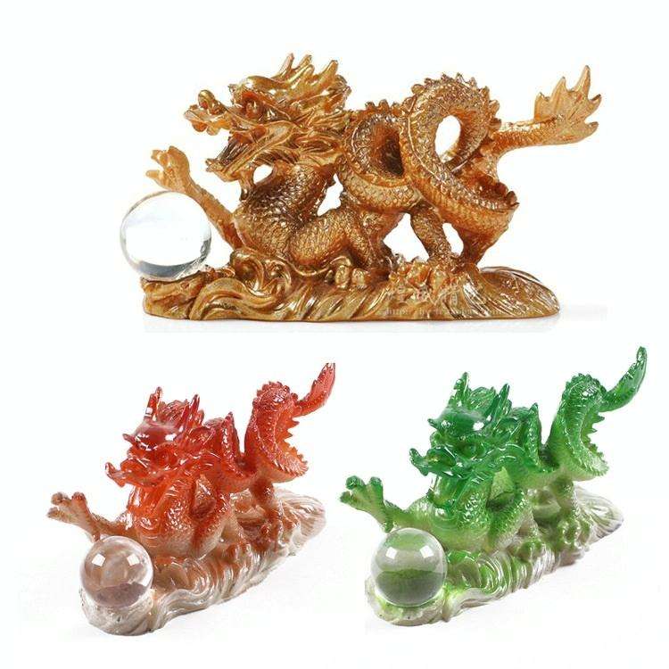 Color Changing Lucky Jade Dragon Shape Resin Kungfu Tea Accessories Tea Pet(Green)