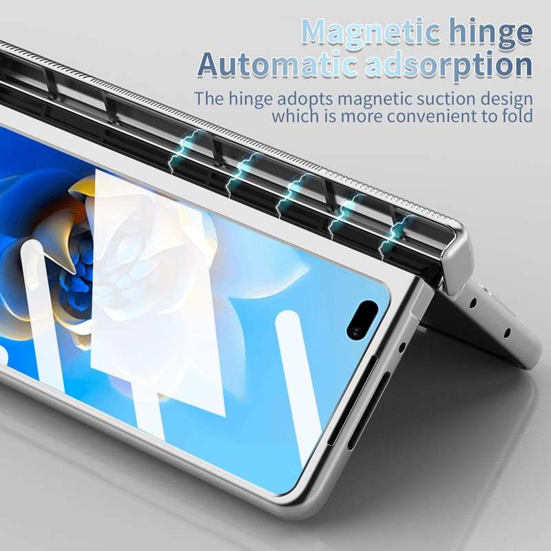 For Huawei Mate X2 Electroplating Hinged Folding Phone Case with S Pen Fold Edtion(Silver)