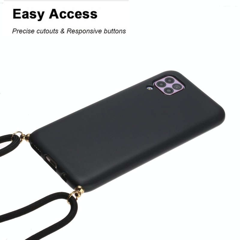 For Huawei P40 Lite Wheat Straw Material + TPU Protective Case with Lanyard(Black)