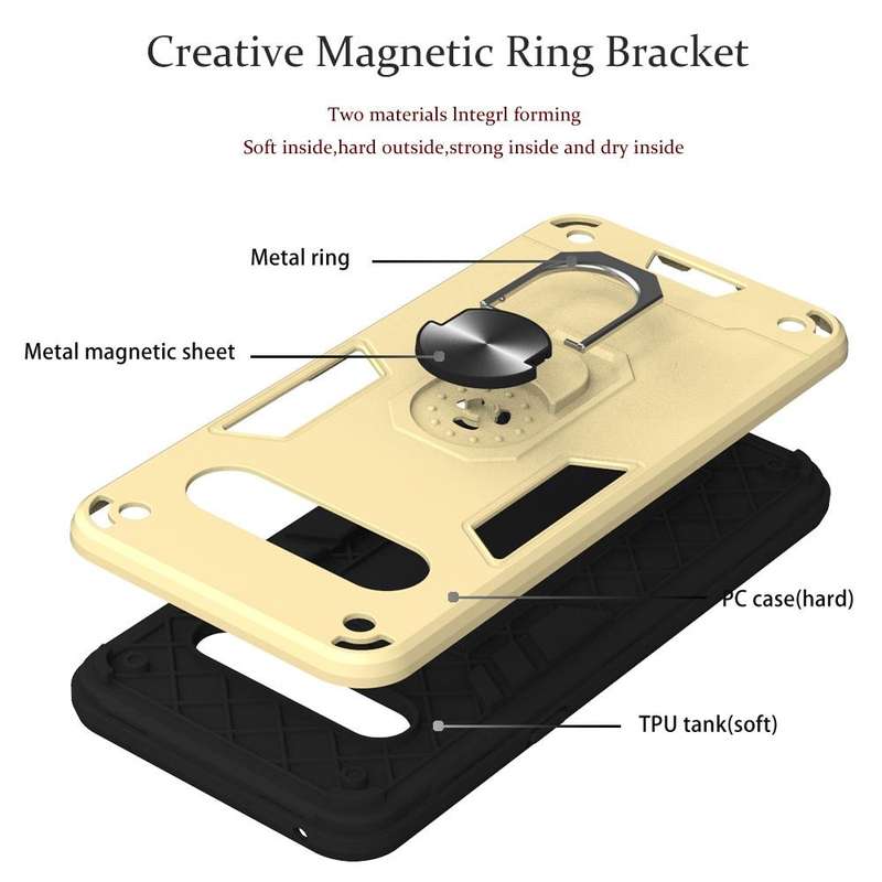 For LG V60 ThinQ 5G 2 in 1 Armour Series PC + TPU Protective Case with Ring Holder(Black)