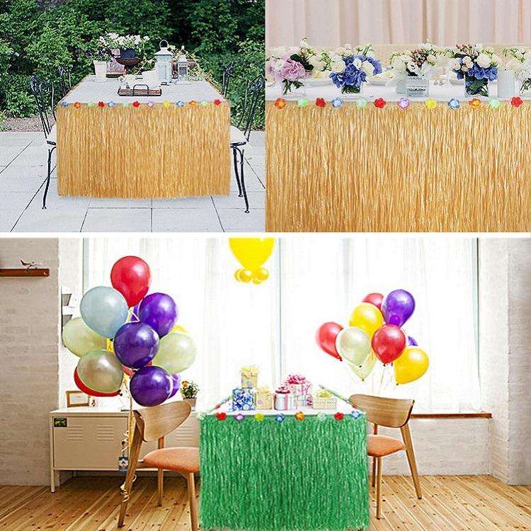 Hawaiian Table Dress Seaside Party Festive Bazaar Table Decorations, Size: 276x30cm(Straw Color)