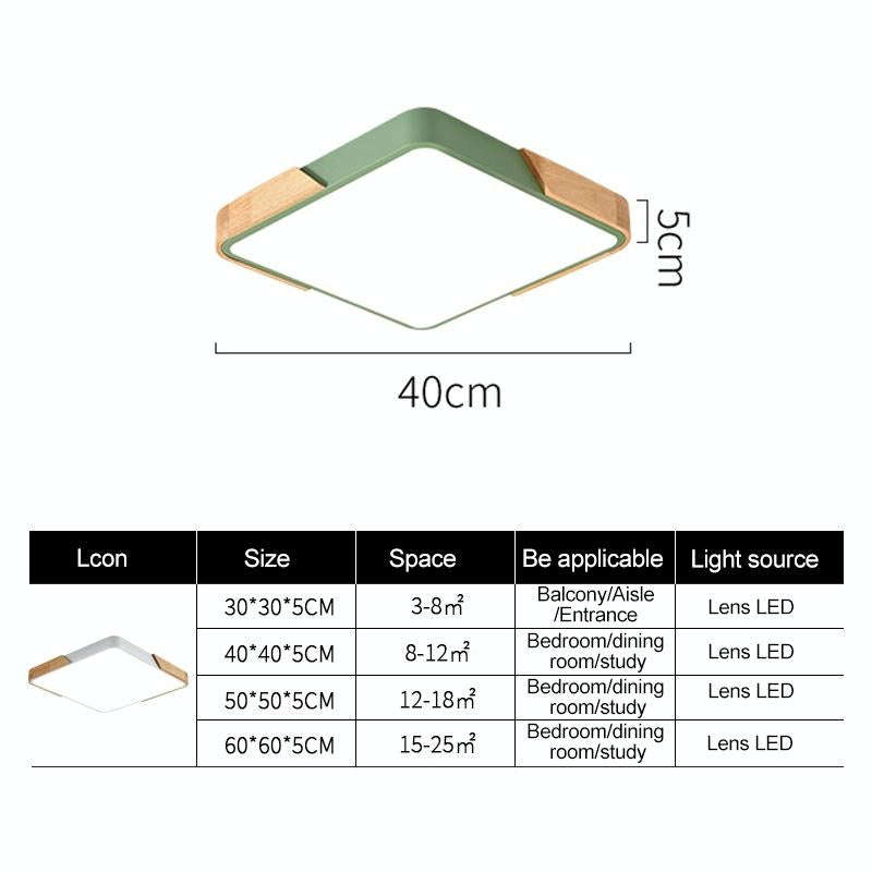 Wood Macaron LED Square Ceiling Lamp, White Light, Size:30cm(Grey)