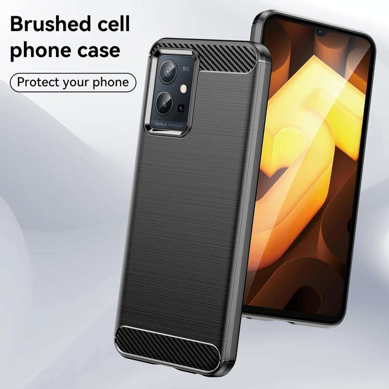 For vivo Y55 5G Brushed Texture Carbon Fiber TPU Phone Case(Black)