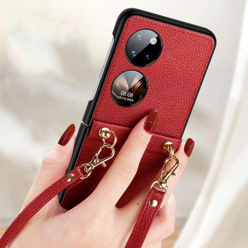 For Huawei P50 Pocket SULADA Litchi Texture Leather + TPU Phone Case with Strap(Green)