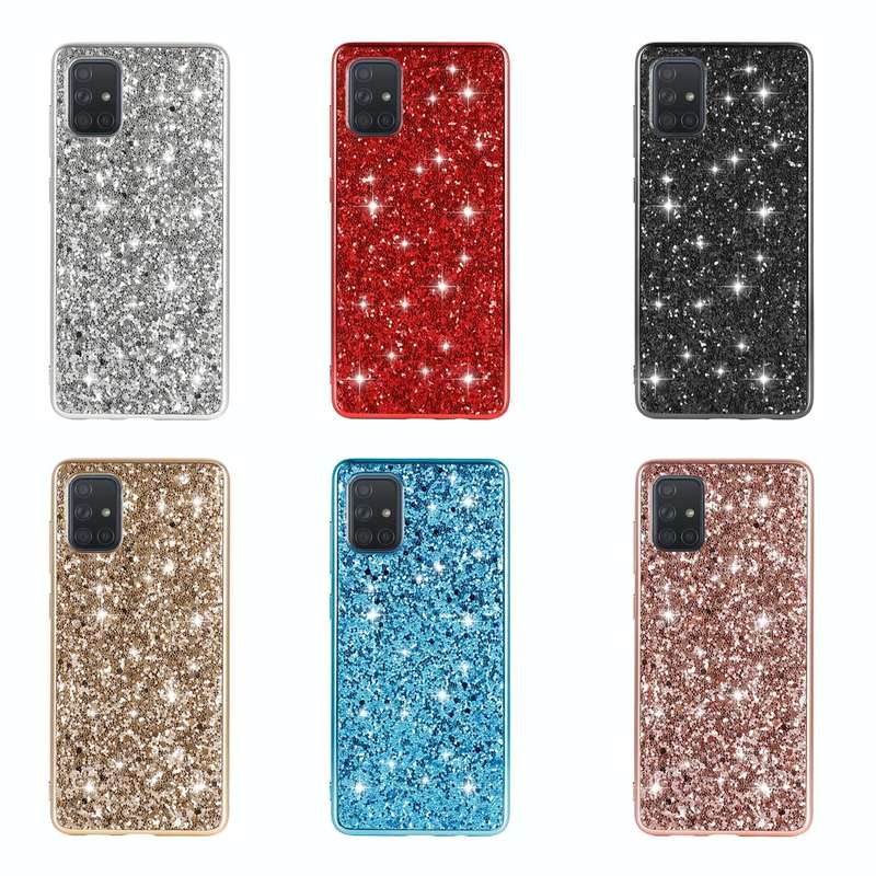 For Samsung Galaxy A73 Glitter Powder Shockproof TPU Phone Case(Black)