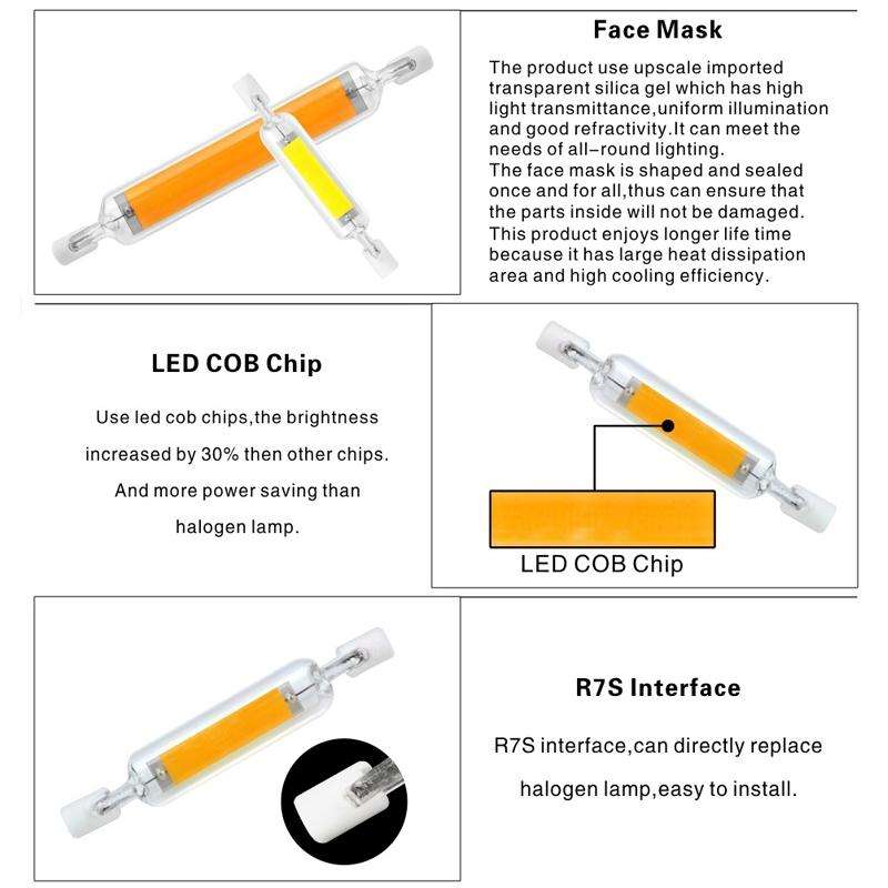 118mm 20W R7S LED COB Dimmer Glass Lamp Double-end Horizontal Plug-in Light(220v Natural White Li...