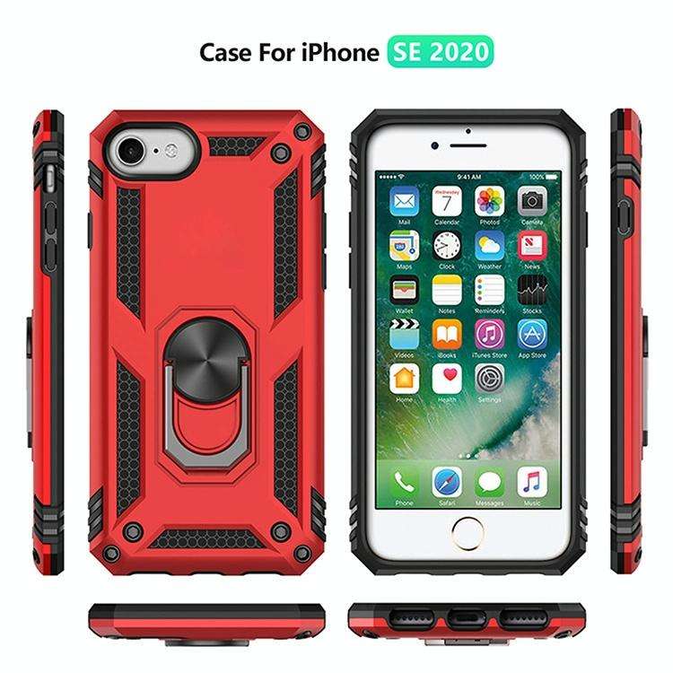For iPhone SE 2022 / SE 2020 Shockproof TPU + PC Protective Case with 360 Degree Rotating Holder(...