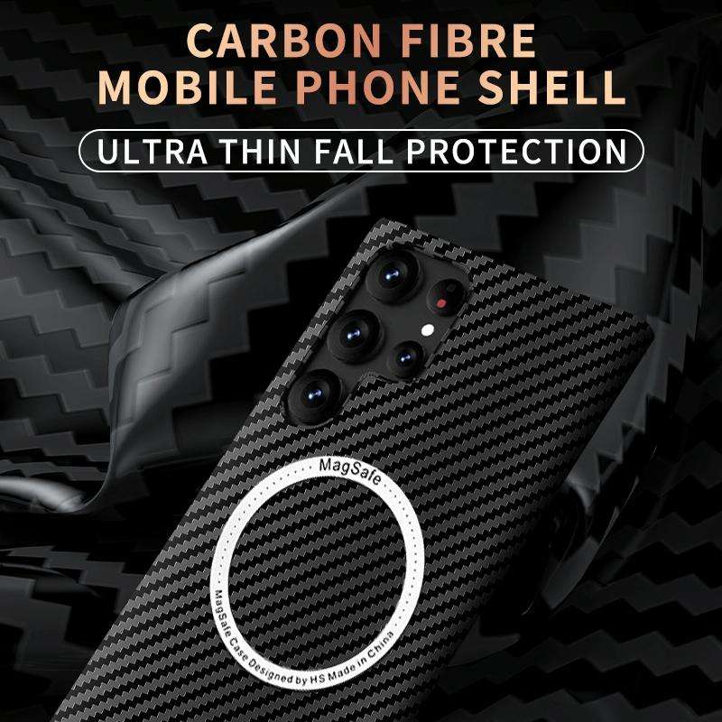 For Samsung Galaxy S21 Plus 5G Carbon Fiber Texture MagSafe Magnetic Phone Case(Black)