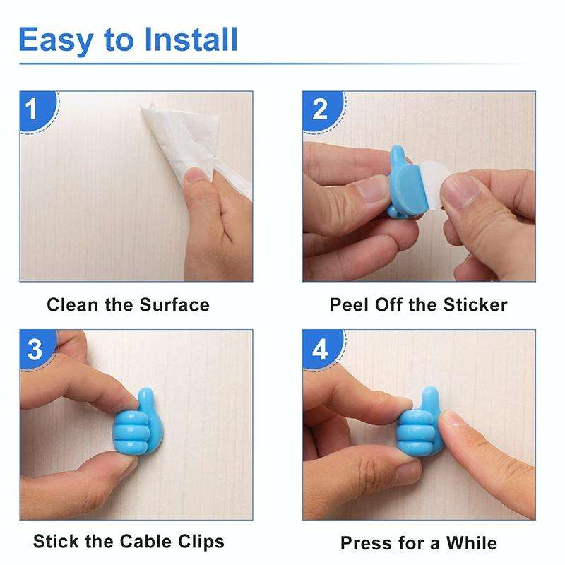 10 PCS Non-punching And Non-marking Adhesive Thumb Hook Cable Organizer(Pink)