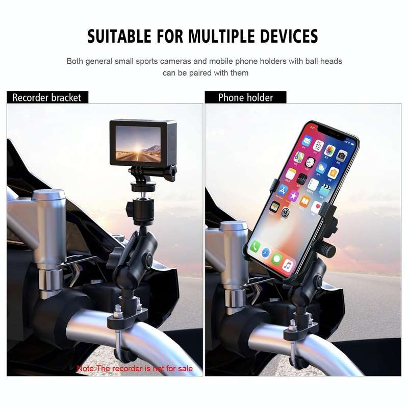 CS-1134A1 Motorcycle Bike Action Camera Recorder Mobile Phone Fixing Bracket Holder, Handlebar Ve...