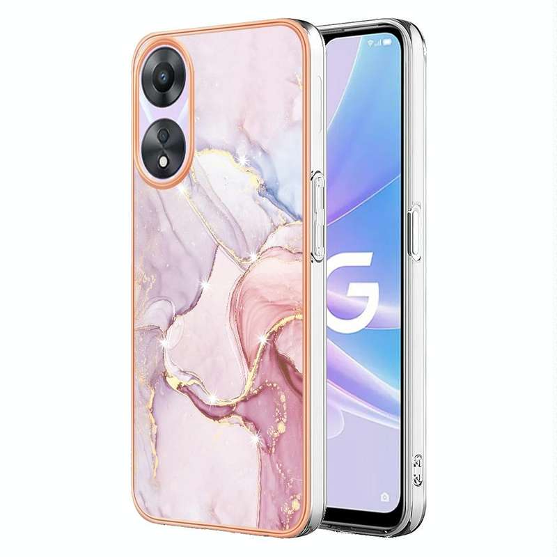 For OPPO A78/A58 Electroplating Marble Dual-side IMD Phone Case(Rose Gold 005)