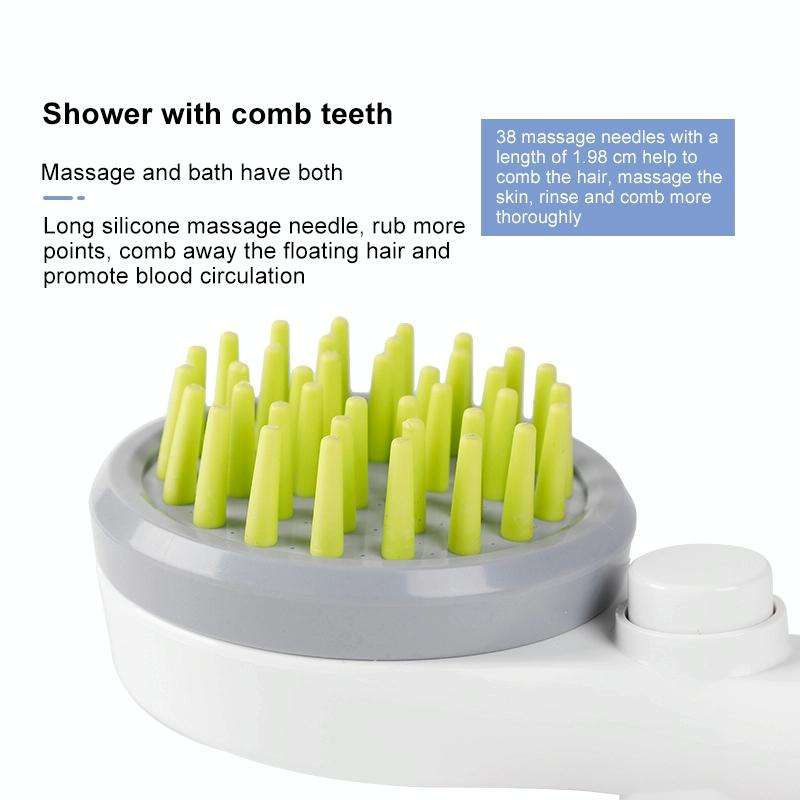 Pet Shower Nozzle Massage Shower, with Hose Universal Joint (Grey)