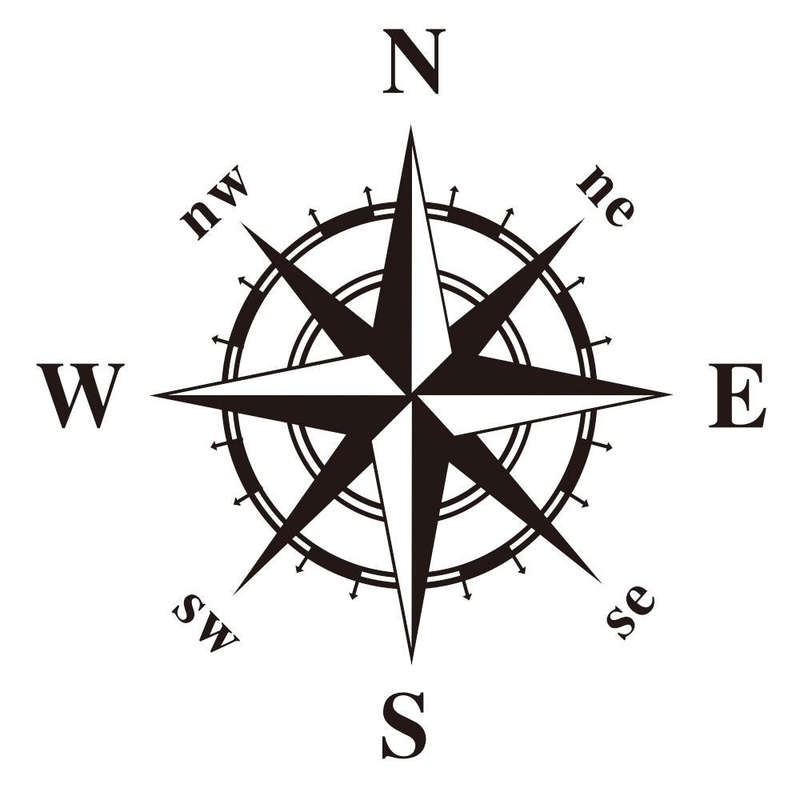 D-366 Compass Pattern Car Modified Decorative Sticker(Black)