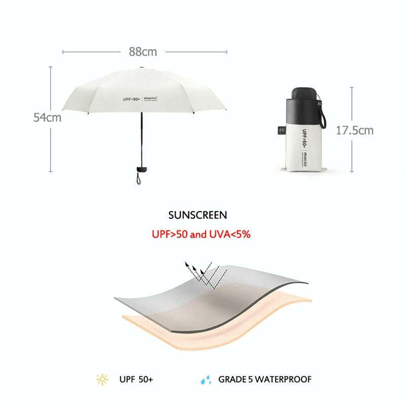 Mini Portable Umbrella Rain Women Windproof Durable 5 Folding Sun Umbrellas(Pink)