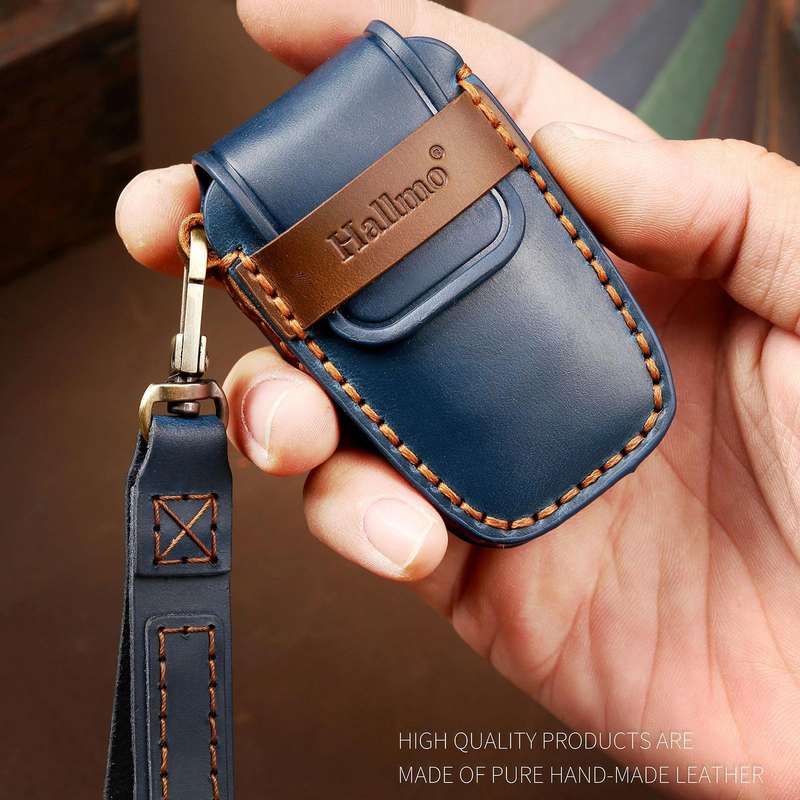 Hallmo Car Cowhide Leather Key Protective Cover Key Case for Toyota Corolla 2017 2-button(Brown)