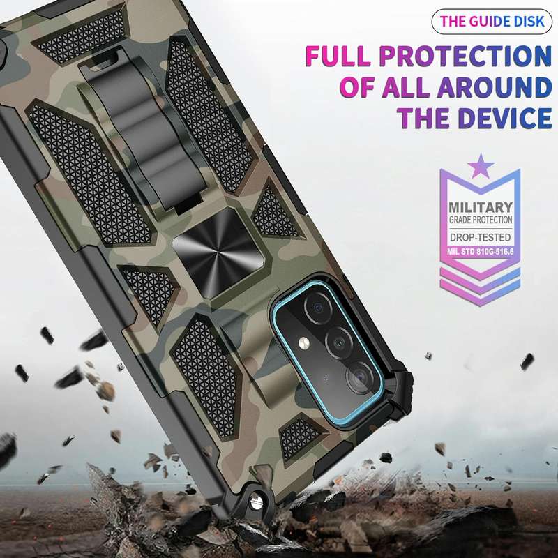 For Samsung Galaxy A71 5G Camouflage Armor Shockproof TPU + PC Magnetic Protective Case with Hold...